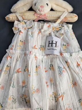 Haute Hippie Floral Tiered White & Peach Baby Girls Dress